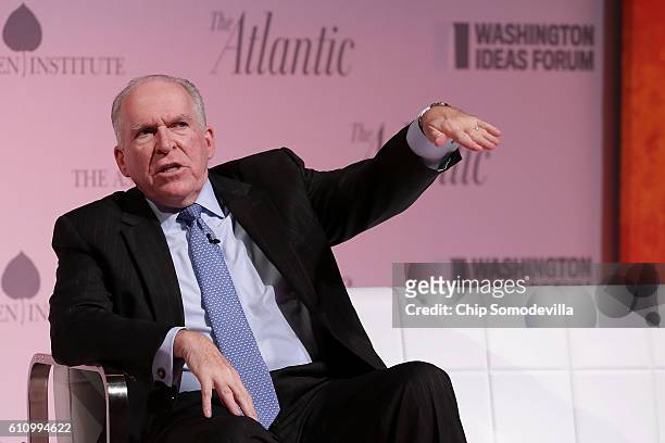 Central Intelligence Agency Director John Brennan is interviewed during the Washington Ideas Forum at the Harman Center for the Arts September 28,...