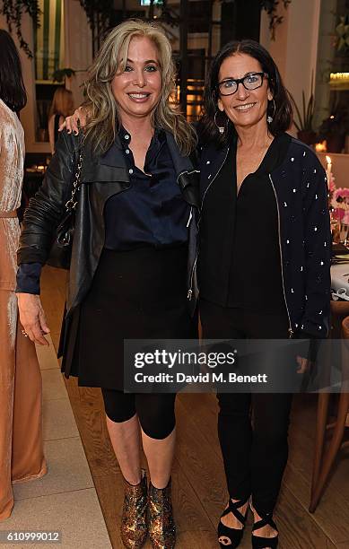 Brix Smith and Bobbi Brown attend Bobbi Brown Cosmetics 25th Anniversary dinner at Farmacy on September 28, 2016 in London, England.