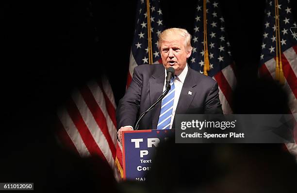 Donald Trump speaks at a rally on September 28, 2016 in Council Bluffs, Iowa. Trump has been campaigning today in Iowa, Wisconsin and Chicago.