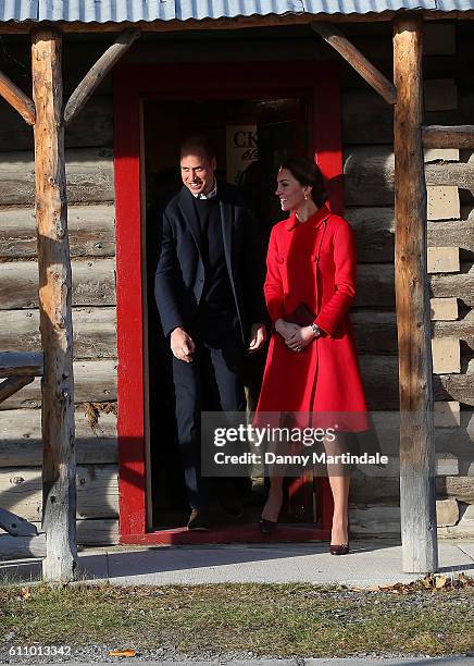 Catherine, Duchess of Cambridge and Prince William, Duke of Cambridge are seen leaving the MacBride Museum on September 28, 2016 in Whitehorse,...