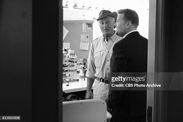Jack Hanna backstage with James Corden during "The Late Late Show with James Corden," Thursday, Sept. 22nd On The CBS Television Network.