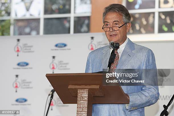 Manolo Diaz, Vice President of the Latin Grammy Cultural Foundation speaks onstage during the Latin Grammy en las Escuelas Mexico 2016 at Escuela...