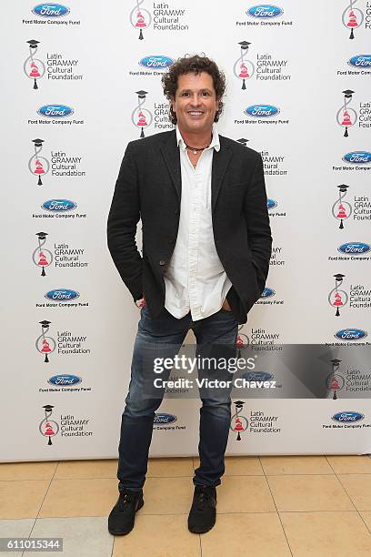 Colombian singer Carlos Vives attends the Latin Grammy en las Escuelas Mexico 2016 at Escuela Secundaria Tecnica 31 Roberto Medellín Ostos on...