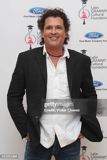 Colombian singer Carlos Vives attends the Latin Grammy en las Escuelas Mexico 2016 at Escuela Secundaria Tecnica 31 Roberto Medellín Ostos on...