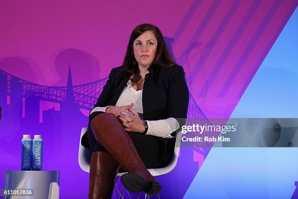 Managing Partner SYZYGY Megan Harris speaks onstage at the The Modern Marketer: A Case Study panel on the ADARA Stage at Times Center Hall during...