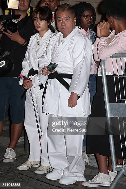 Tetsuro Degawa arrives at the FENTY x PUMA by Rihanna show as part of the Paris Fashion Week Womenswear Spring/Summer 2017 on September 28, 2016 in...