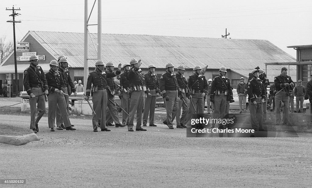 Police Line To Stop Selma To Montgomery March