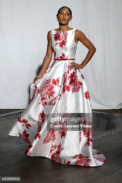 Actress Josephine Jobert walks the runway during the Christophe Guillarme show as part of the Paris Fashion Week Womenswear Spring/Summer 2017 on...