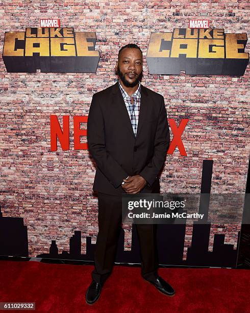 Eric LaRay Harvey attends the "Luke Cage" New York Premiere at AMC Magic Johnson Harlem on September 28, 2016 in New York City.