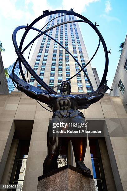 August 26, 2016: A bronze statue of Atlas, made in 1937 by Lee Lawrie and Rene Chambellan, is among the Art Deco artworks in New York City's...