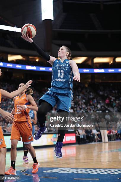 Lindsay Whalen of the Minnesota Lynx shoots the ball against the Phoenix Mercury in Game One of the Semifinals during the 2016 WNBA Playoffs on...