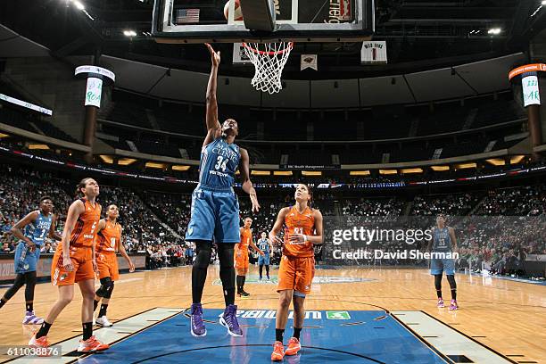 Sylvia Fowles of the Minnesota Lynx shoots the ball against the Phoenix Mercury in Game One of the Semifinals during the 2016 WNBA Playoffs on...