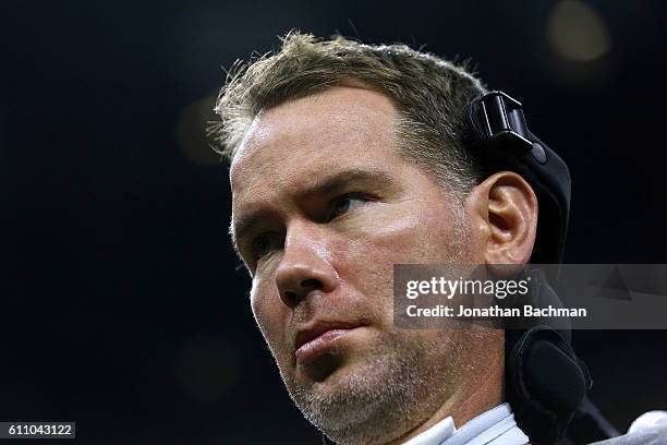 Fomer New Orleans Saints Steve Gleason, who suffers from ALS, is seen before a game between the New Orleans Saints and the Atlanta Falcons at...
