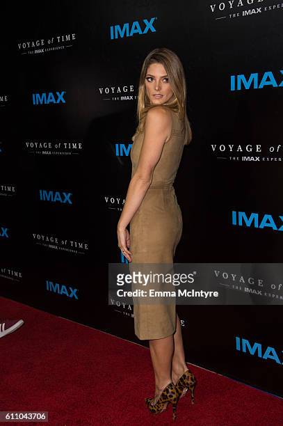 Actress Ashley Greene attends the premiere of IMAX's "Voyage Of Time: The IMAX Experience" at California Science Center on September 28, 2016 in Los...