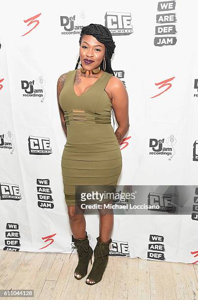 Singer Lil' Mo attends Young Jeezy's birthday dinner at Loft 29 on September 28, 2016 in New York City.