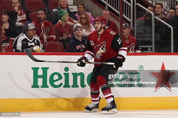 Jamie McBain of the Arizona Coyotes in action during the preseason NHL game against the Los Angeles Kings at Gila River Arena on September 26, 2016...