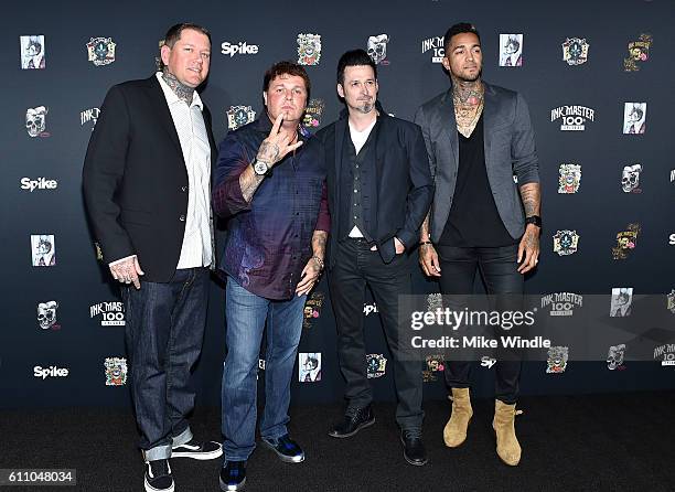 Former Ink Master winners Dave Kruseman, Steven Tefft, Joey Hamilton and Anthony Michaels attend Spike's Ink Master100th episode party at NeueHouse...