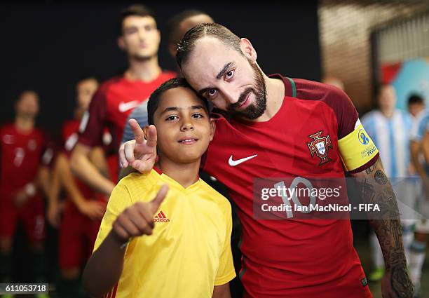 Ricardinho of Portugal is seen in the tunnel area prior to the FIFA Futsal World Cup Semi Final match between Argentina and Portugal at the Coliseo...