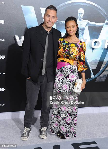 Actress Thandie Newton and husband Ol Parker arrive at the premiere of HBO's "Westworld" at TCL Chinese Theatre on September 28, 2016 in Hollywood,...