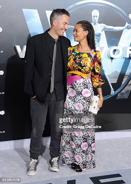 Actress Thandie Newton and husband Ol Parker arrive at the premiere of HBO's "Westworld" at TCL Chinese Theatre on September 28, 2016 in Hollywood,...