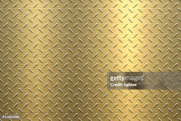 background of metal diamond plate in gold color - diamond plate stock illustrations
