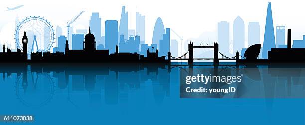 london skyline silhouette - urban sprawl stock-grafiken, -clipart, -cartoons und -symbole