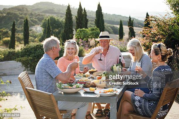 great times with great friends - affluent dining stock pictures, royalty-free photos & images