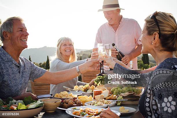 great times with great friends - retirement celebration stock pictures, royalty-free photos & images