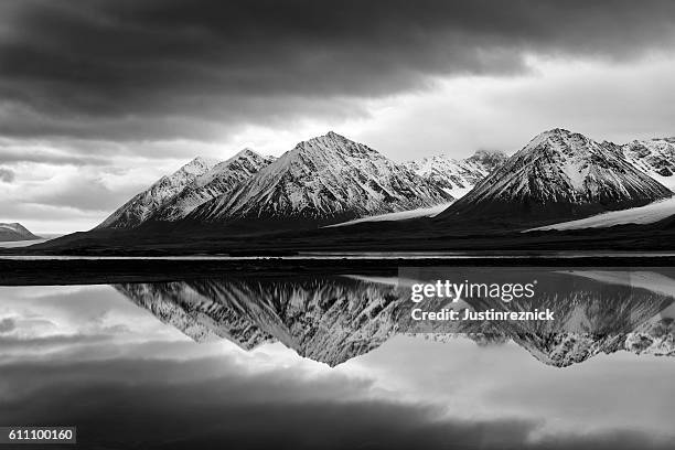 black and white svalbard landscape - preto e branco imagens e fotografias de stock
