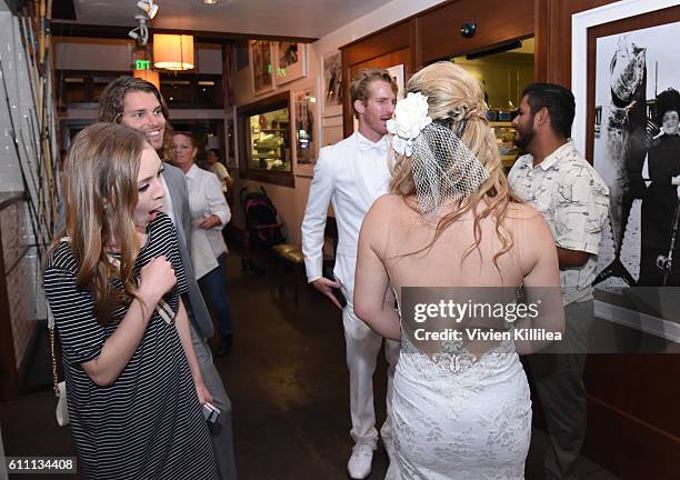 Alice Aoki attends the Aoki wedding reception at the Bluewater Ocean Front Restaurant on September 25, 2016 on Catalina Island, California.