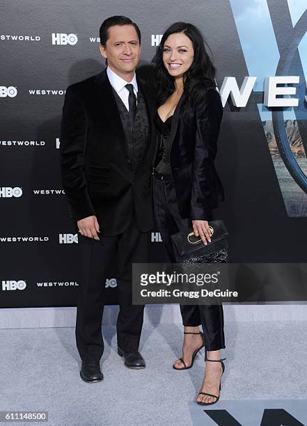 Actors Francesca Eastwood and Clifton Collins Jr. Arrive at the premiere of HBO's "Westworld" at TCL Chinese Theatre on September 28, 2016 in...
