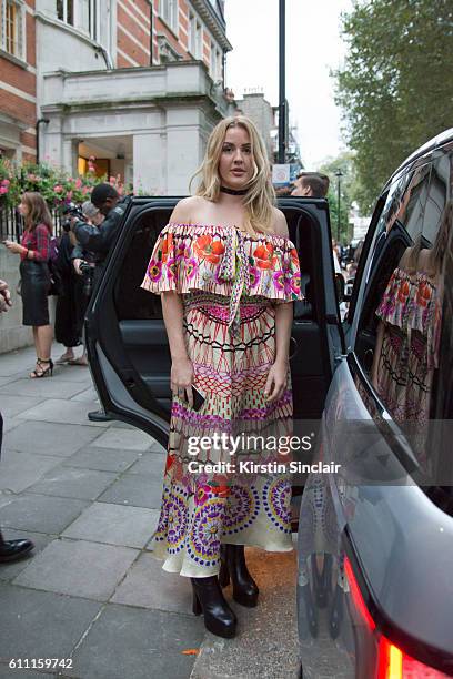 Singer Ellie Goulding wears a Temperley dress day 3 of London Womens Fashion Week Spring/Summer 2017, on September 18, 2016 in London, England.