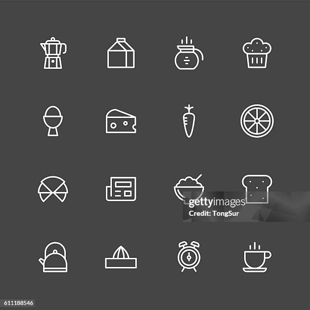 breakfast icons - white series - cornflakes stock illustrations