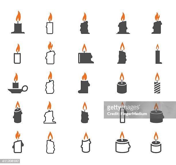 stockillustraties, clipart, cartoons en iconen met candles icon set - candle flame