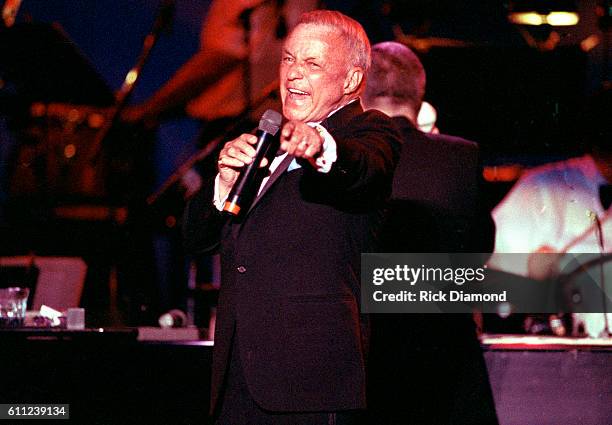 Frank Sinatra performs at Chastain Park Amphitheater in Atlanta, Georgia on July 6, 1991