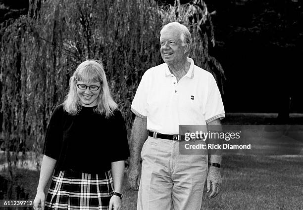 President Carter and Amy Carter photo shoot for their new children's book, "The Little Baby Snoogle-Fleejer," in Plains Georgia on August 21, 1995