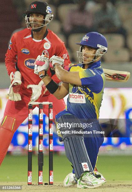 Duminy of the Cobras hits a shot during the Airtel Champions League Twenty20 second Semi Final match between Cape Cobras and Trinidad and Tobago at...