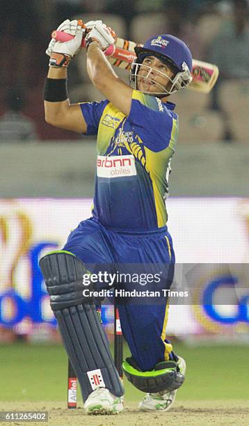 Duminy of the Cobras hits a shot during the Airtel Champions League Twenty20 second Semi Final match between Cape Cobras and Trinidad and Tobago at...