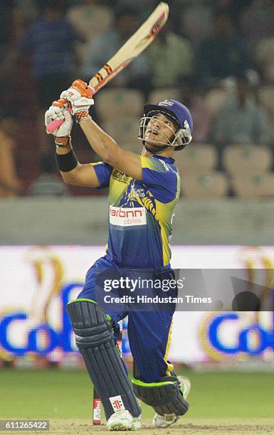 Duminy of the Cobras hits a shot during the Airtel Champions League Twenty20 second Semi Final match between Cape Cobras and Trinidad and Tobago at...