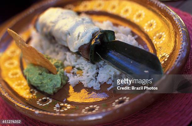 Mexican cuisine - Alambre agavero con corazon de filete - Meat wrapped with toicinho and ham, seasoned with traditional Mexican pepper , served with...