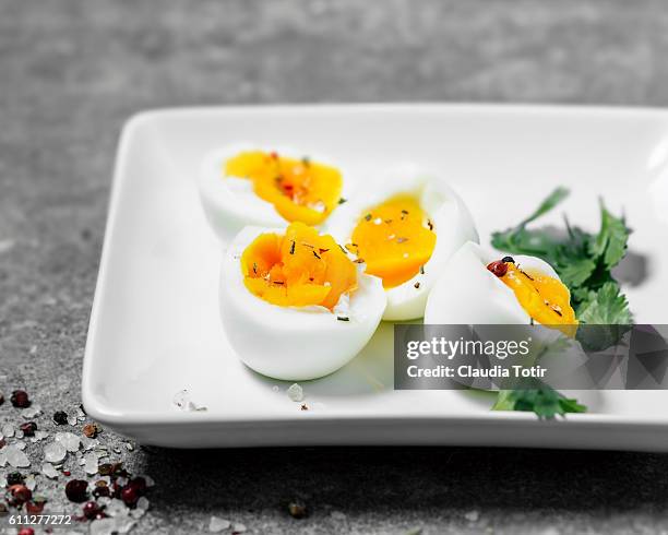 boiled eggs - hard boiled eggs stock pictures, royalty-free photos & images