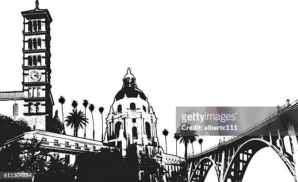 pasadena cityscape urban - pasadena california stock illustrations