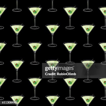 Martini Glasses Seamless Pattern Martini Glasses Seamless Pattern