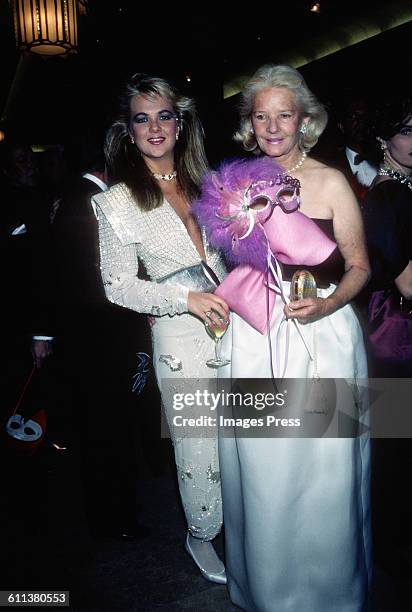 Cornelia Guest and her mom, C.Z. Guest attend a perfume launch at Macy's circa 1985 in New York City.