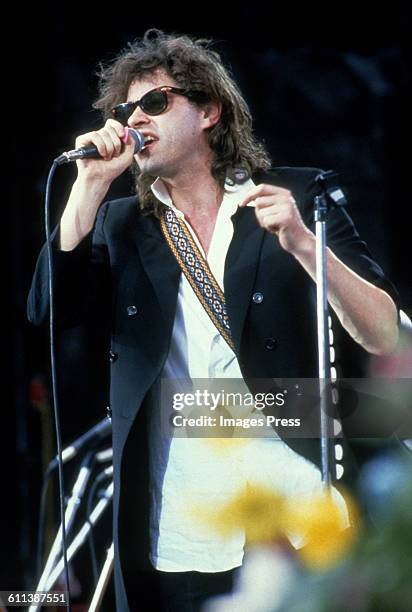 Bob Geldorf performs at the Amnesty International Concert at Giants Stadium circa 1986 in East Rutherford, New Jersey.