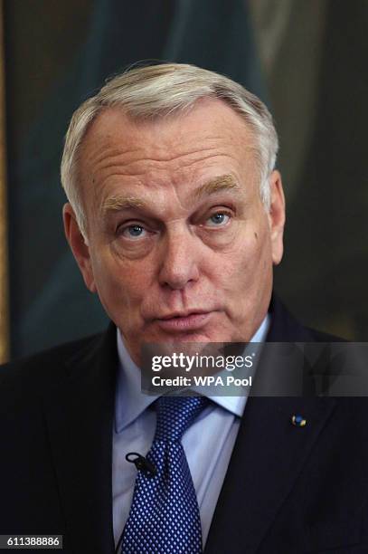 French Foreign Minister Jean-Marc Ayrault speaking at a signing ceremony in London to finalise the deal to build Hinkley Point, the first new UK...