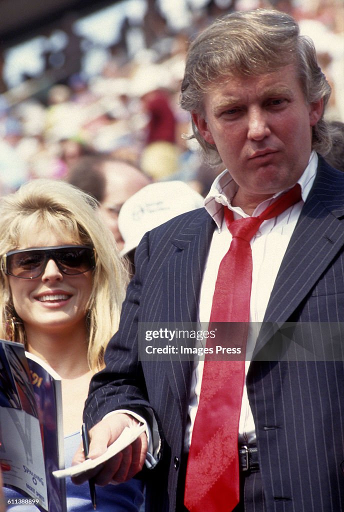 Donald Trump and Marla Maples at the US Open Tennis Tournament...