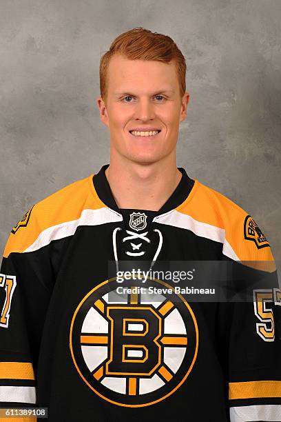 Colby Cave of the Boston Bruins poses for his official headshot for the 2016-2017 season on September 24, 2016 in Watertown, Massachusetts.