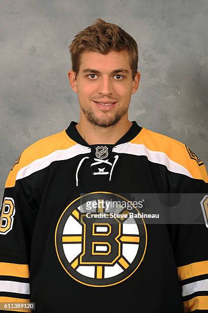 Brian Ferlin of the Boston Bruins poses for his official headshot for the 2016-2017 season on September 24, 2016 in Watertown, Massachusetts.