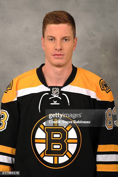 Peter Cehlarik of the Boston Bruins poses for his official headshot for the 2016-2017 season on September 24, 2016 in Watertown, Massachusetts.